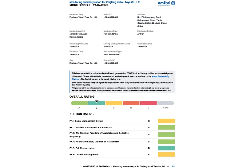 BSCI CERTIFICATION REPORT CLASS B